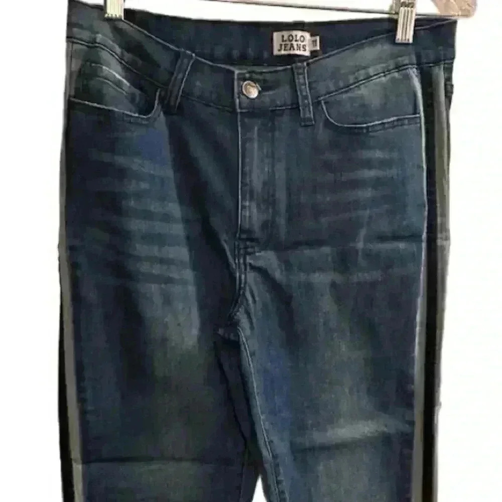 Lolo Women's Ankle Jeans Size 11 Blue Side Stripe‎ Stretch Denim - Picture 3 of 12